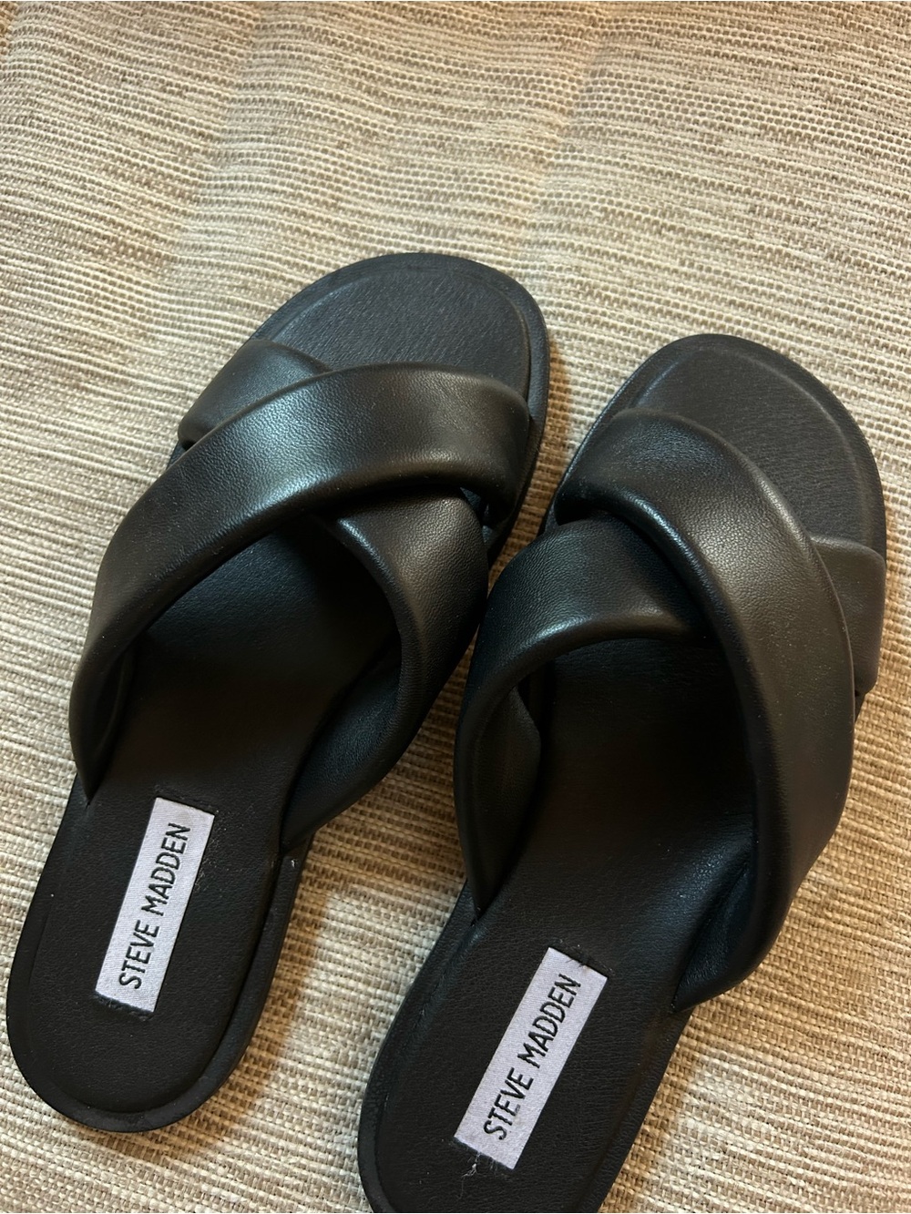 Steve Madden Black Crisscross Leather Sandals - Women's - Picture 3 of 5